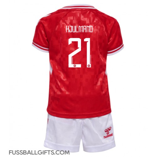 Dänemark Morten Hjulmand #21 Fußballbekleidung Heimtrikot Kinder EM 2024 Kurzarm (+ kurze hosen)